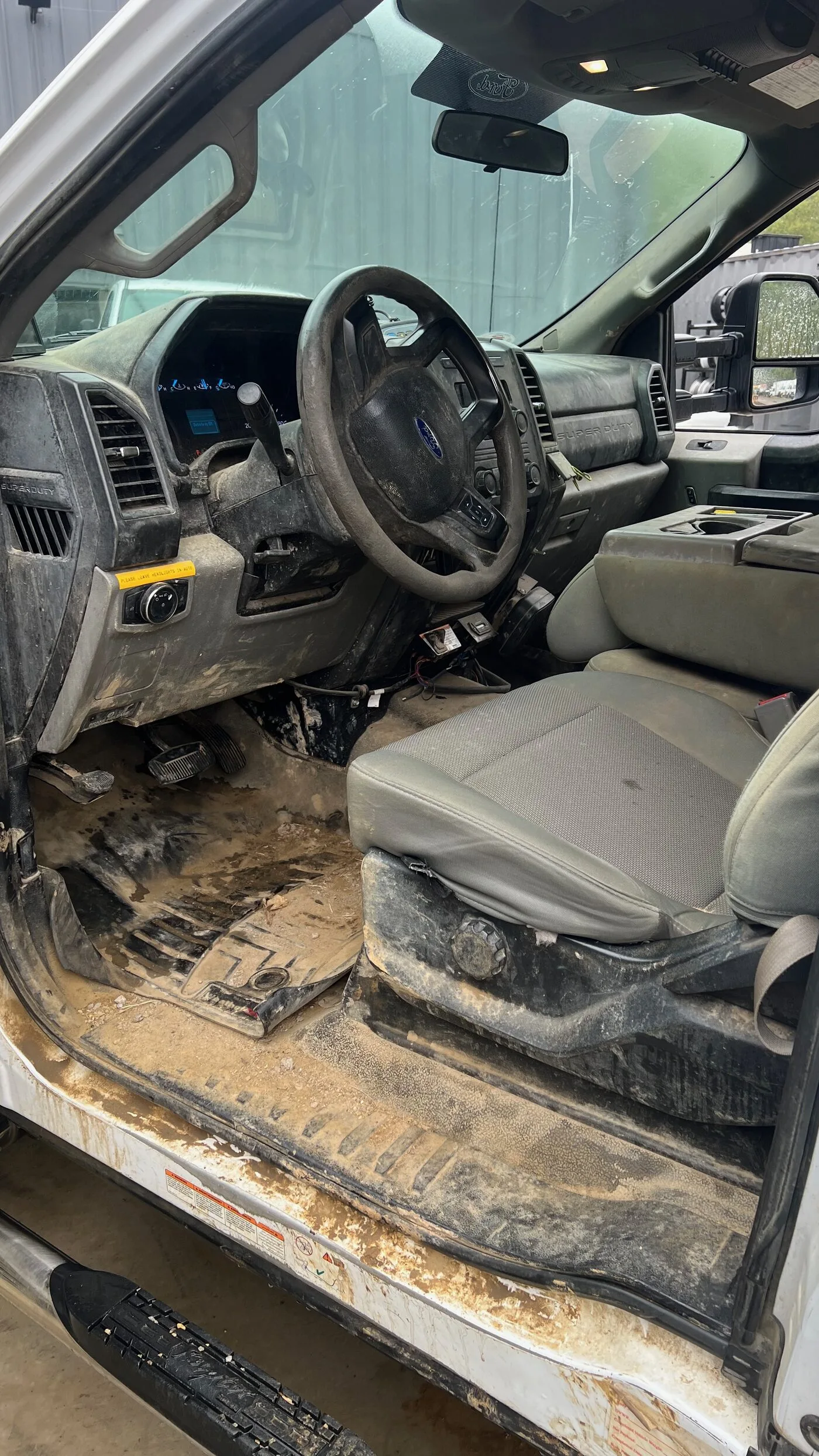 F550 interior — heavy use damage