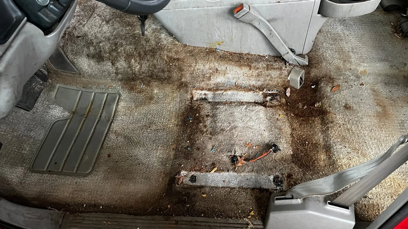 Seats stained and worn