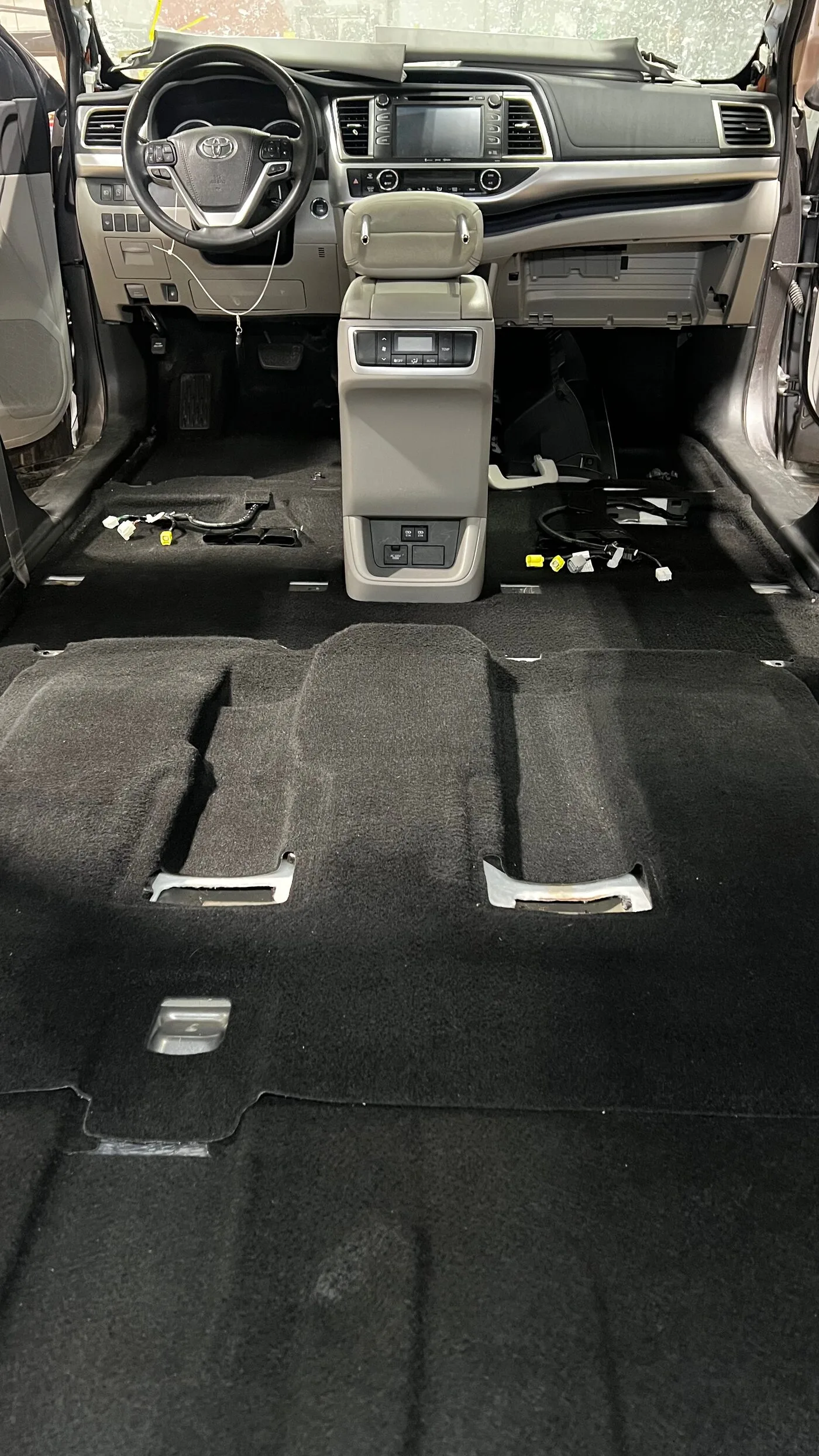 Leather seats being conditioned